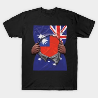 Taiwan Flag Australian Flag Ripped - Gift for Taiwanese From Taiwan T-Shirt